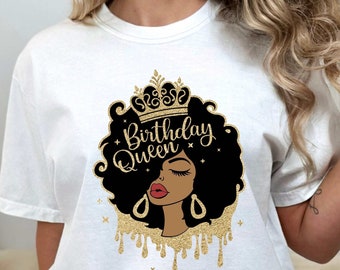 Afro Birthday Queen Shirt: Black Woman Diva Gift