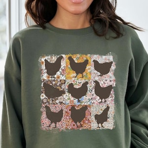 Boho Chickens Sweatshirt: Floral Chicken Lover Gift