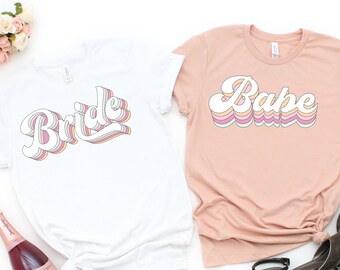 Retro Bride Babe Shirt: Wine Bachelorette Party Shirts
