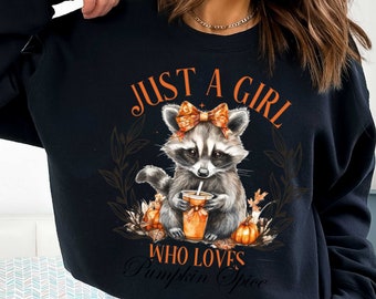 Pumpkin Spice Raccoon Girl Shirt, Fall Halloween Outfit