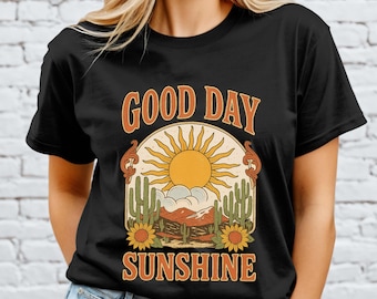 Good Day Sunshine T-Shirt, Boho Celestial Sun Tee