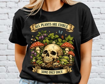 Funny Gardening T-Shirt, Edible Plants, Skeleton Botanical Graphic Tee