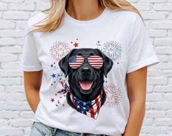 Patriotic Labrador Dog Retro 1776 Graphic Tee, Independence Day Apparel