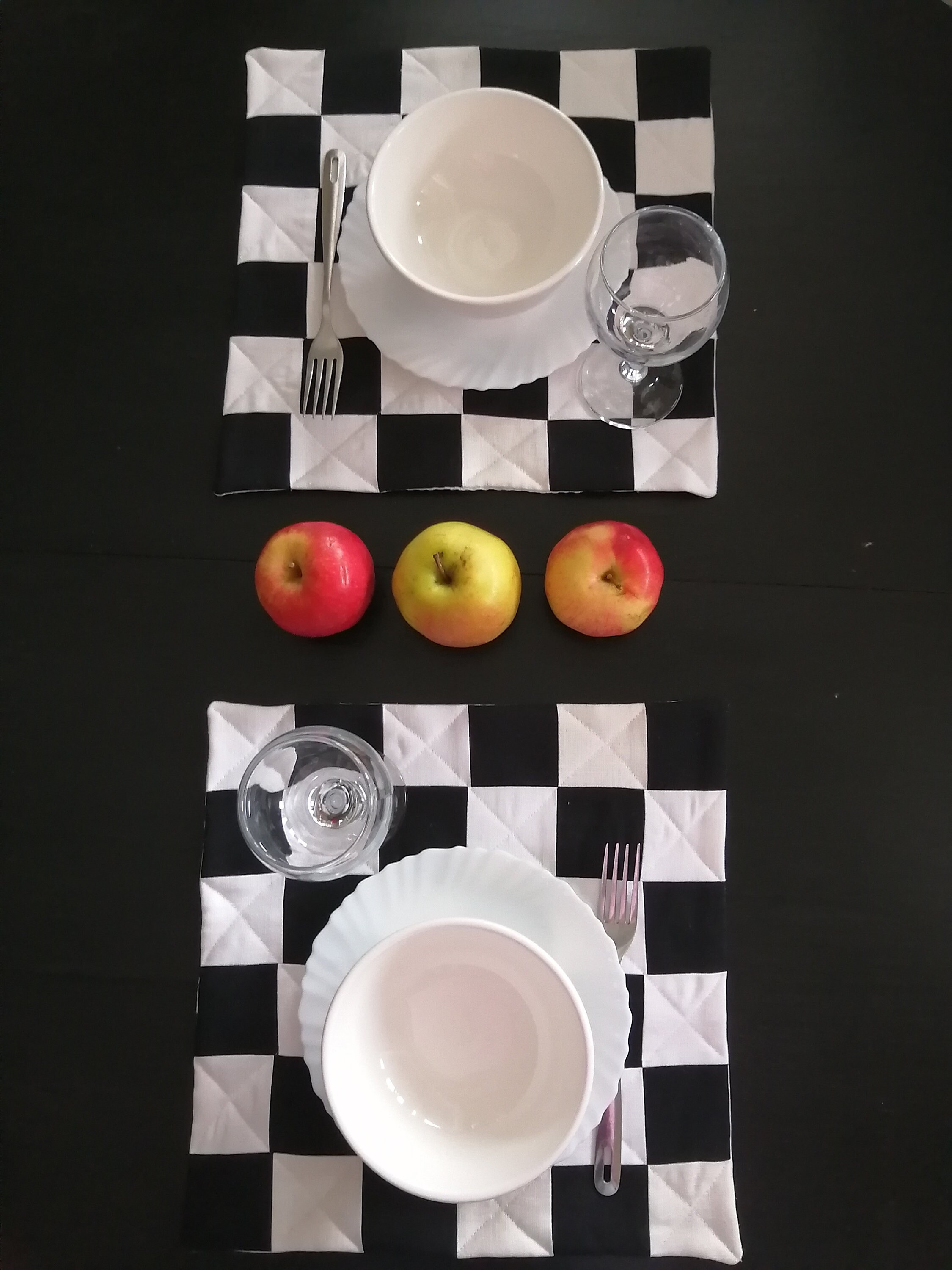 Set of 2 Padded Placemats. Checkerboard. Linen table mat. Etsy