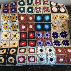 Handmade Granny Square Flower Blanket