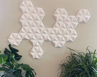 Geometric Origami Wall Art - 15 Hexagonal Units
