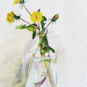 Denti di leone - Original Flower Mixed Media Wall Art su carta