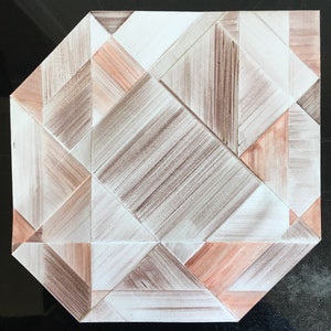 Tiny Living - Original Abstract Geometric Reversible Brown Layered Folded Mixed Media Art on Paper