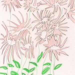 Chrysanthemum Burst - Original Blumen Natur Kunst Mixed Media Wandkunst auf Papier
