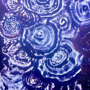 Blue Roses - Original Navy Floral Nature Art Acrylic Textured Painting Wall Art on Paper