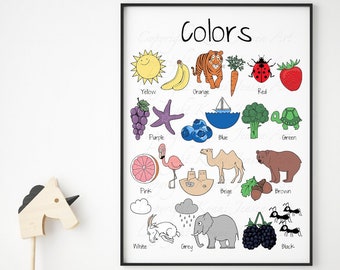 Montessori Colors, Learning Decor Preschool, Educational Print Preschool, Preschool Colors Print, Home School Colors, Classroom Artwork