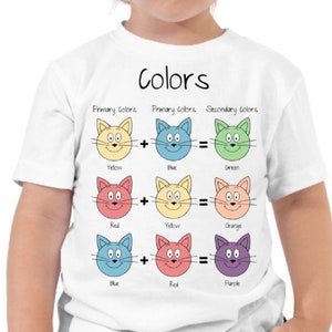 Camiseta Cat Toddler, Camiseta Cat para niños, Camiseta educativa, Camiseta preescolar para niños, Camiseta de jardín de infantes para niños, Aprendizaje en color