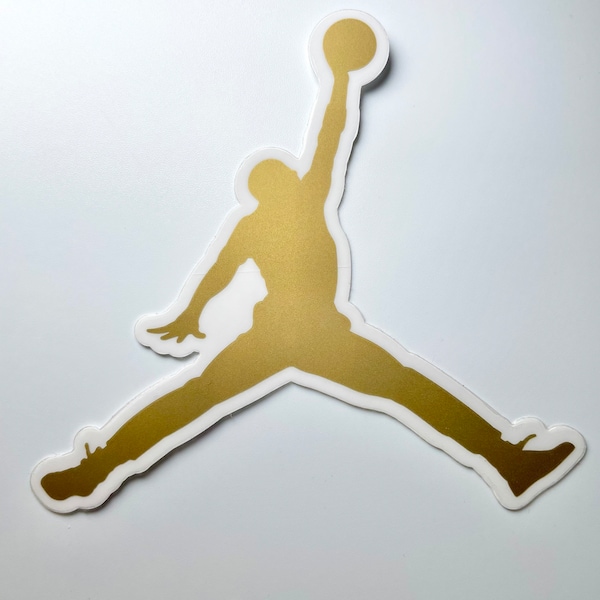 Authentic AJ Jumpman Decal | Vintage 90s 00s |  Jordan | Sticker | Gold | Sneaker | Shoes | Basketball | Sports