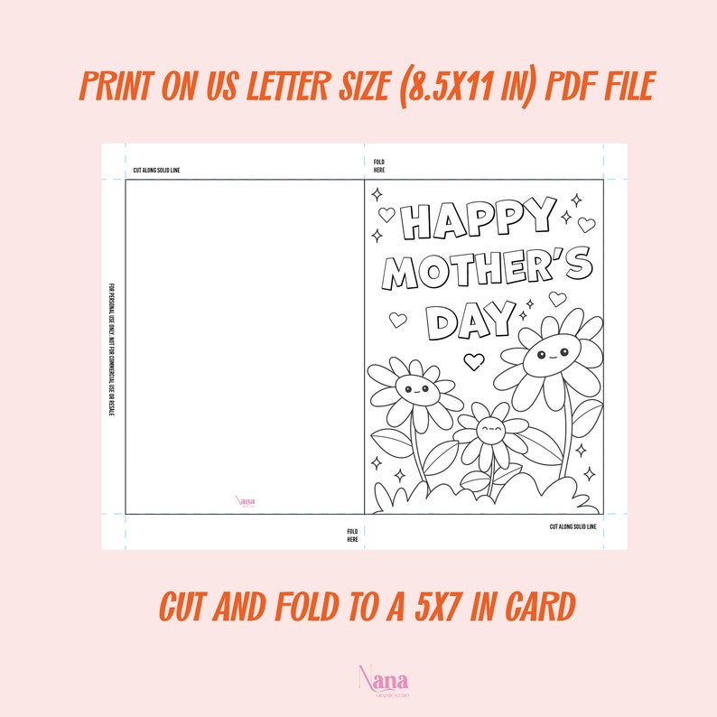 Happy Mother's Day Printable Coloring Card,mother's Day Card for Kids ...