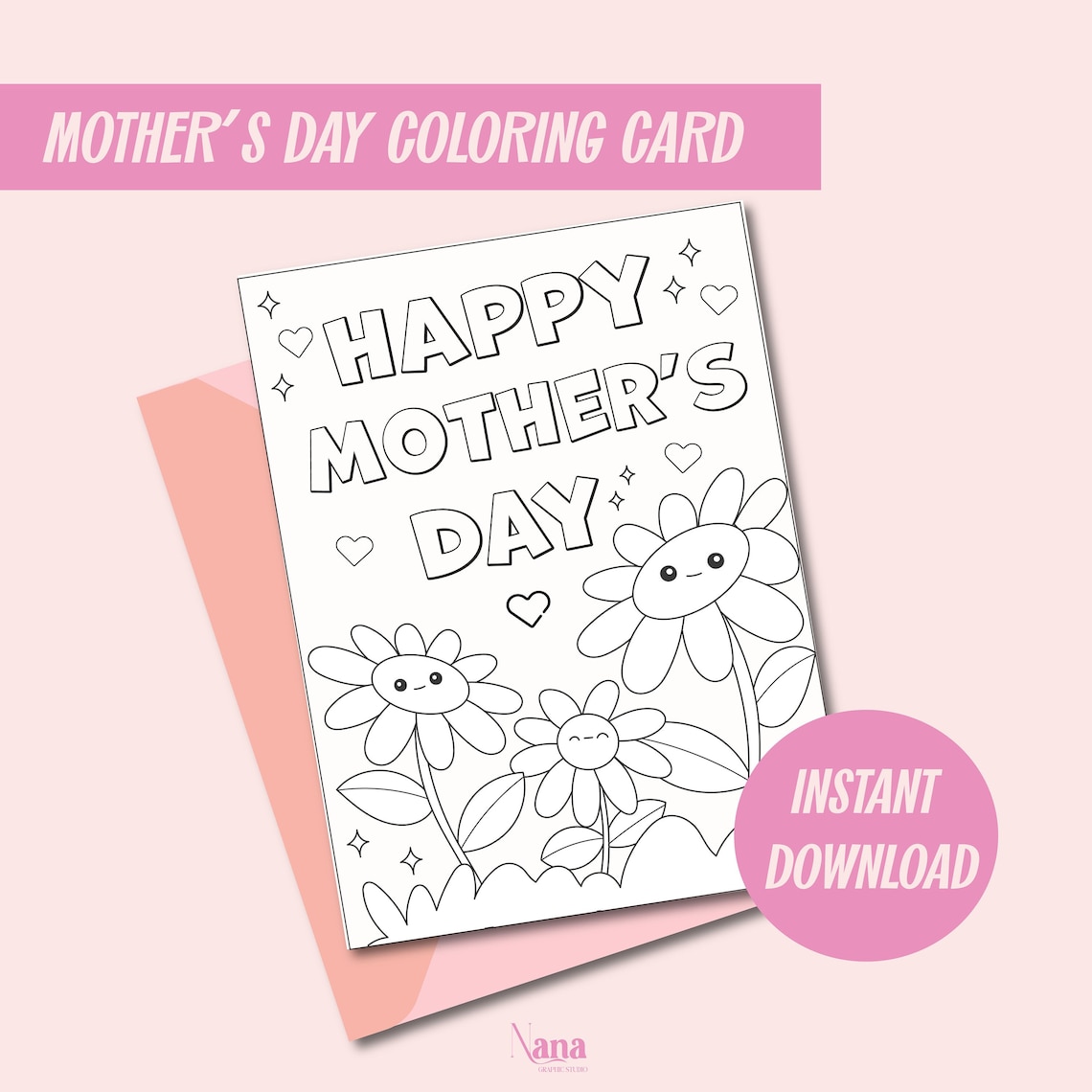 Happy Mother's Day Printable Coloring Card,mother's Day Card for Kids ...