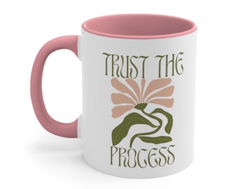 Trust The Process Ceramic Mug Motivational Coffee Mug Positive Affirmations Spring Flower Tea Cup Patience Growth Success Ambition