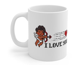 Video Game Ceramic Mug Cupid I Love You Coffee Cup Digital Aesthetic Tea Cup Video Game Coffee Mug Cupid Valentines Anniversary Gifts