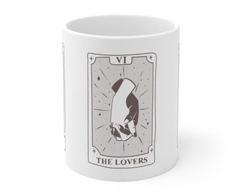 The Lovers Tarot Card Ceramic Mug Twin Flames Soulmate Gifts Angel Numbers Coffee Cup Aesthetic Tea Cup Healing Spiritual Tarot Reader Mug