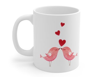 Love Birds Ceramic Romantic Coffee Cup Thoughtful Tea Cup Gifts Mug Valentines Day Gifts Mug Lovers Couples Presents Anniversary Birthday