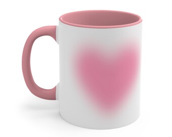 Pink Heart Aura  Ceramic Mug Pink Aura Coffee Cup Pink Aesthetic Tea Cup Coquette Dainty Girlie Gifts Pretty Homeware Dinnerware