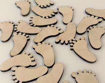 Laser Cut Birch Plywood Baby Feet: Craft Embellishments