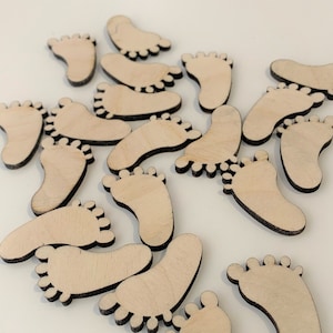 Contreplaqué au pied / Lot de plusieurs pieds de bébé / Contreplaqué de bouleau / Créations vierges / Décorations artisanales / Fabrication de cartes