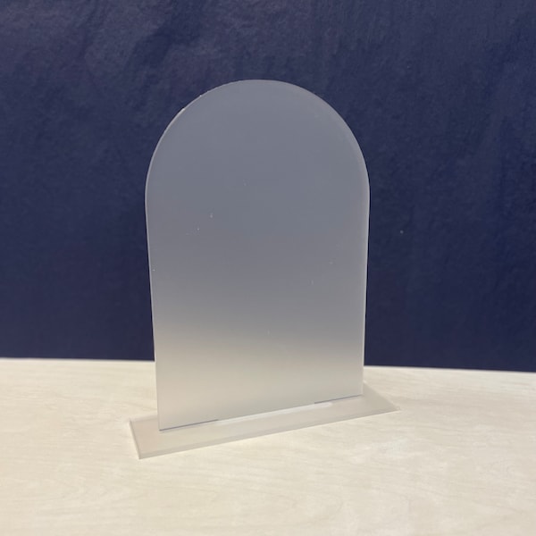 Arched A5 A4 Frosted Acrylic Table Number or Sign Blank with Stand / Frosted Clear / Acrylic Blanks / Wedding Signage/ DIY Signage / 3mm