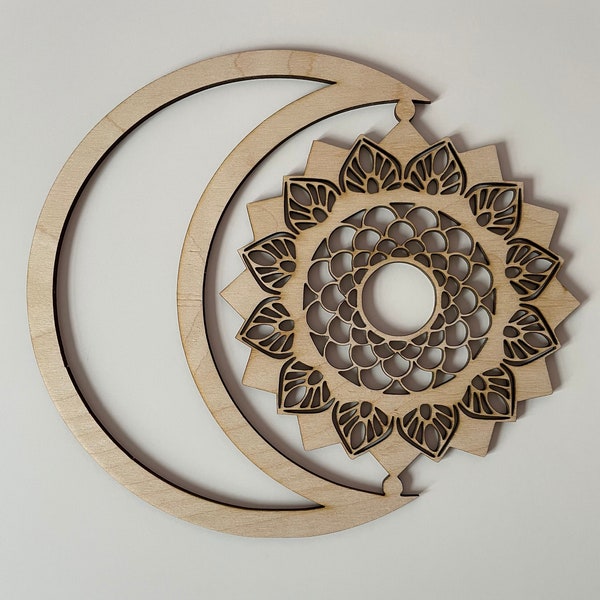 Moon Mandala / Macrame Moon Outline / Wooden Craft Templates / Mandala  / Wooden Moon Template