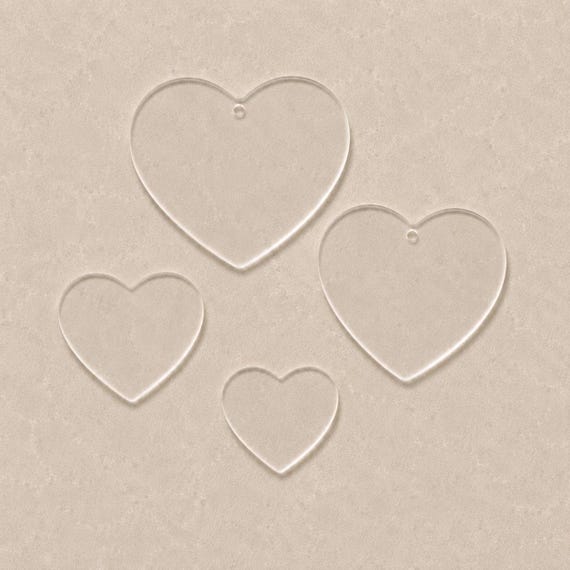 Clear & Frosted Acrylic Heart Blanks | 3mm Craft Hearts | Acrylic Heart Tags | Vinyl Blanks | Engraving Blank
