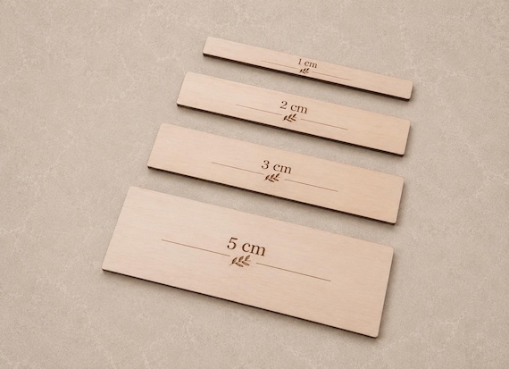Macrame Knot Spacer Set | Wooden Knot Measuring Gauges | 1cm 2cm 3cm & 5cm | Macrame Measuring Tool | Fibre Art Maker Kit