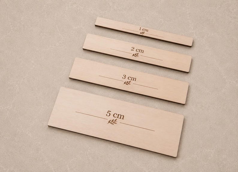 Macrame Knot Spacer Set | Wooden Knot Measuring Gauges | 1cm 2cm 3cm & 5cm | Macrame Measuring Tool | Fibre Art Maker Kit image 1