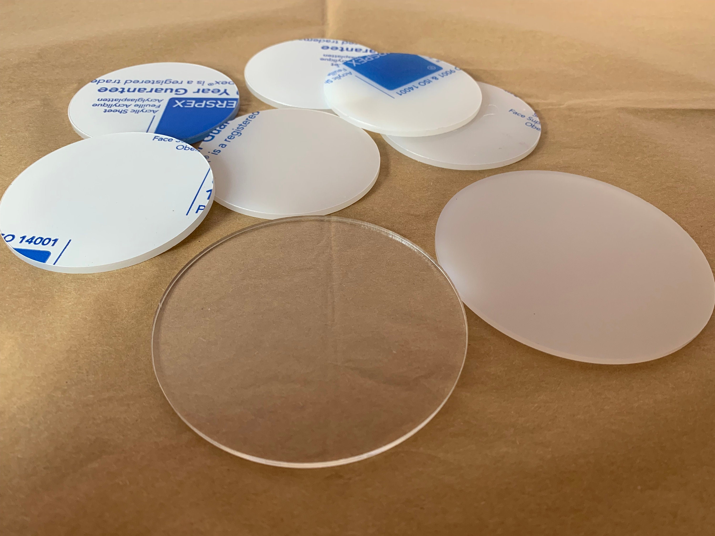 1/8 Thick Clear Acrylic Circles - 1 - 11 Gloss on both sides - For  Crafts, figure bases, templates, and more!