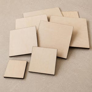 Quadratische Holzrohlinge | 3 mm Birkensperrholz | Lasergeschnittene Rohlinge | Bastelbedarf | Schilderherstellung | Brandmalerei | Decoupage