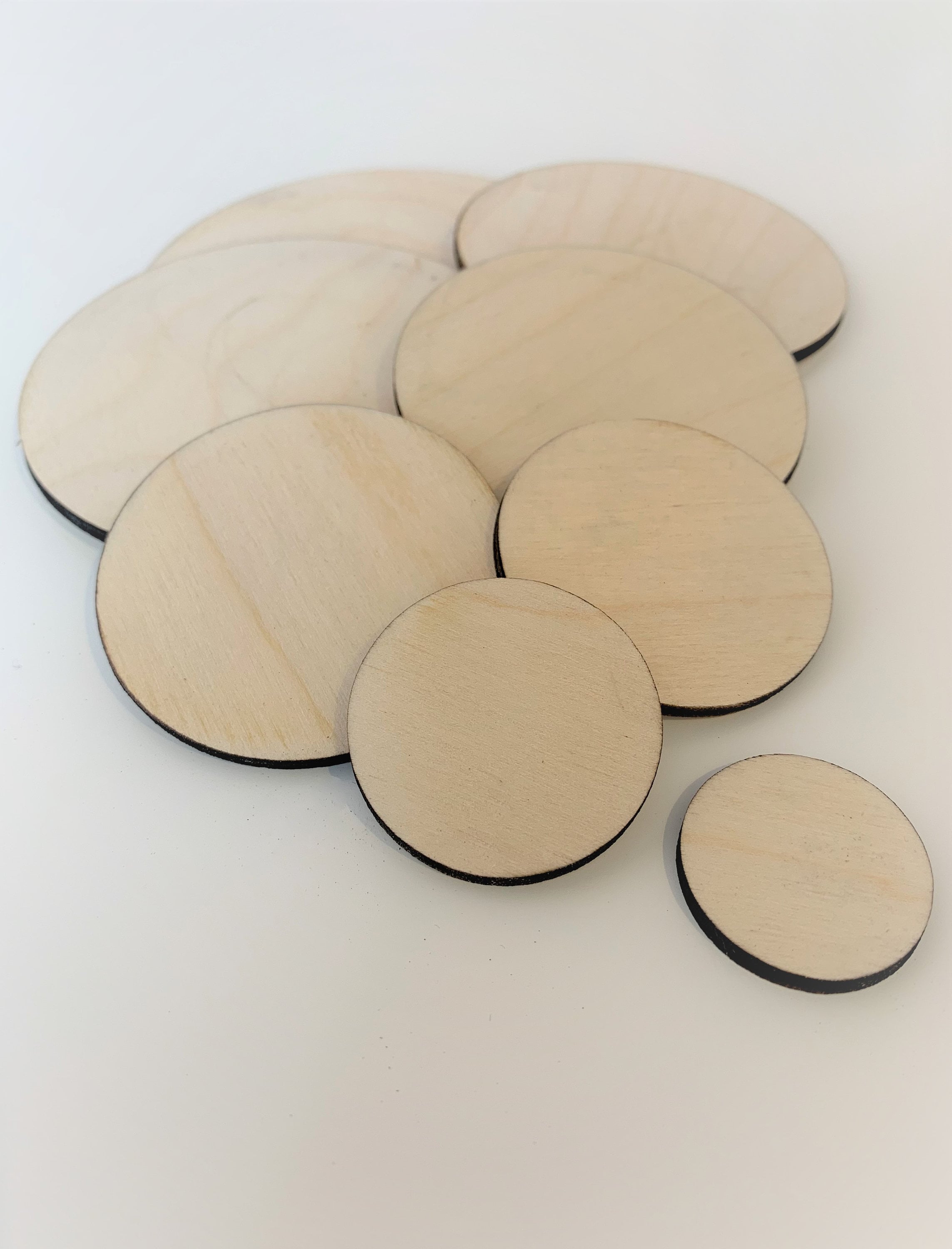 2 Wood Discs 2.5 6,35cm for Wood Crafts , Unfinished Wooden Discs, Round  Shapes, Wood Circles Cutouts, Wooden Craft Supplies Kids Craft 