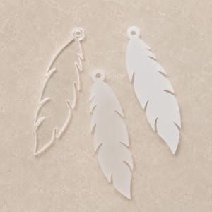 Feather Acrylic Blanks | Clear & Frosted Acrylic Feather Tags | Memorial Craft Blanks | Christmas Ornament Blanks