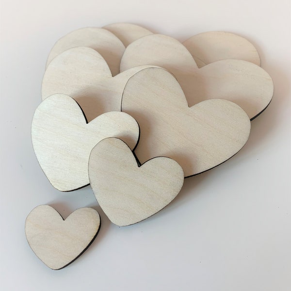 Plywood Hearts Discs / Pack of 10 / Birch Plywood / Blank Crafts / Craft Embellishments / Arts and Craft Projects