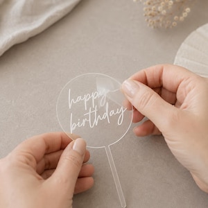 Acrylic Cake Topper Blanks | Circle & Hexagon | Clear Cast Acrylic | DIY Cake Topper | Craft Blank image 4
