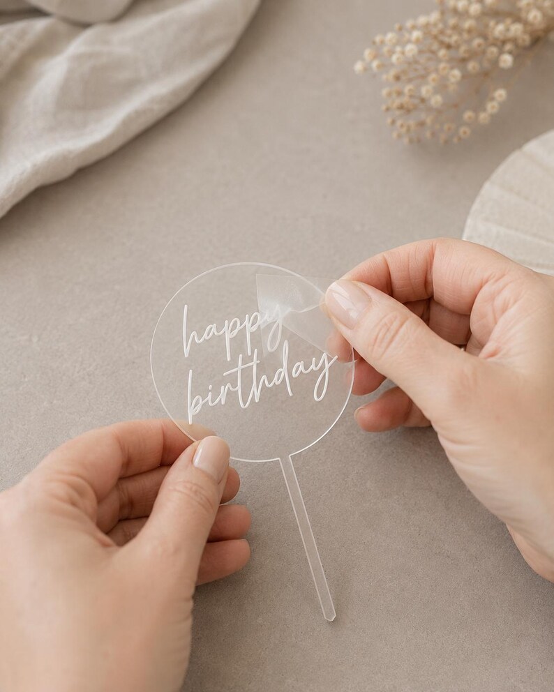 Acrylic Cake Topper Blanks | Circle & Hexagon | Clear Cast Acrylic | DIY Cake Topper | Craft Blank image 4