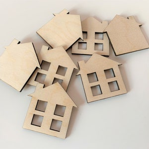 Blankohäuser aus Sperrholz / Multipack Holzhäuser / Birkensperrholz / Rohlinge zum Basteln / Bastelverzierungen / Kartenherstellung / Scrapbooking