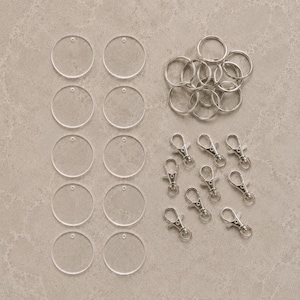 Acrylic Keyring Blank Kit | Clear Cast Acrylic Circles | Keyring Hardware Set | Vinyl & Sublimation Blanks | Pack of 10 | 40mm 50mm