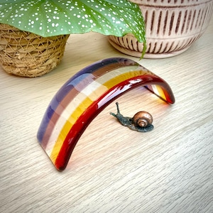 Lesbian Pride Rainbow Flag Glass sculpture. Queer Pride art ornament.
