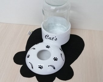 Handmade Ceramic Cat Water Bowl: Non-Wetting, Long-Haired Cats