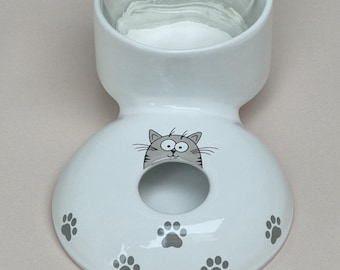 Handgemaakte keramische kattenwaterbak: dispenser voor langharige katten