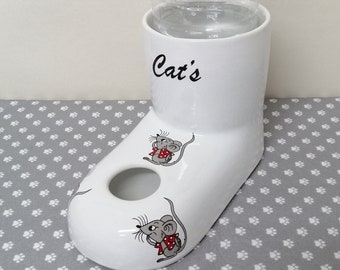 Handmade Ceramic Cat Water Bowl: Non-Wetting, Gravity Dispenser