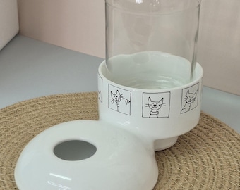 Handmade Ceramic Cat Water Bowl: Non-Wet Feeder for Long-Haired Cats