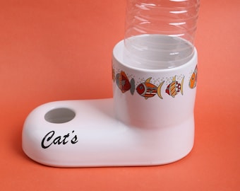 Handmade Ceramic Cat Water Bowl: Non-Wetting, Long Hair Friendly