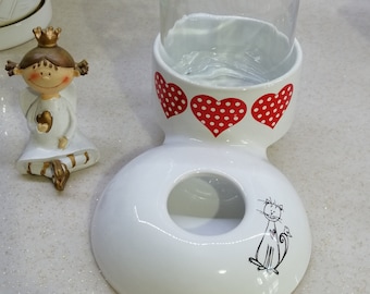 Handmade Ceramic Cat Water Bowl: Non-Wet Gravity Feeder