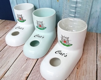 Ceramic Cat Water Bowl: Non-Wetting, Gravity-Fed Dispenser
