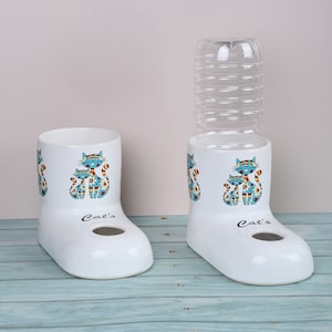 Ceramic cat water bowl/water bowl for longhaired cats/water dispenser/non-wetting water bowl/hand made/pet bowl/cat feeder water dispenser