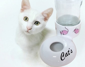 Handmade Ceramic Cat Water Bowl: Non-Wetting, Long-Haired Cats